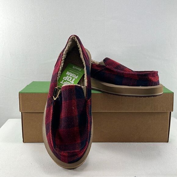 Sanuk Donna St. Chill Flat Shoes Red Buffalo Various sizes - Picture 1 of 5